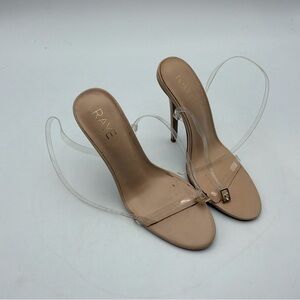 Raye Nude Heel High Heels Strappy Clear Straps Size 8.5